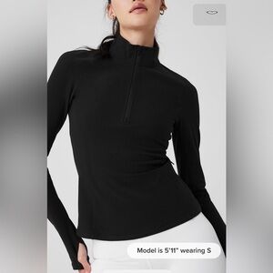 ALO Yoga Alosoft 1 2 Zip Rapid Pullover Black Size Small